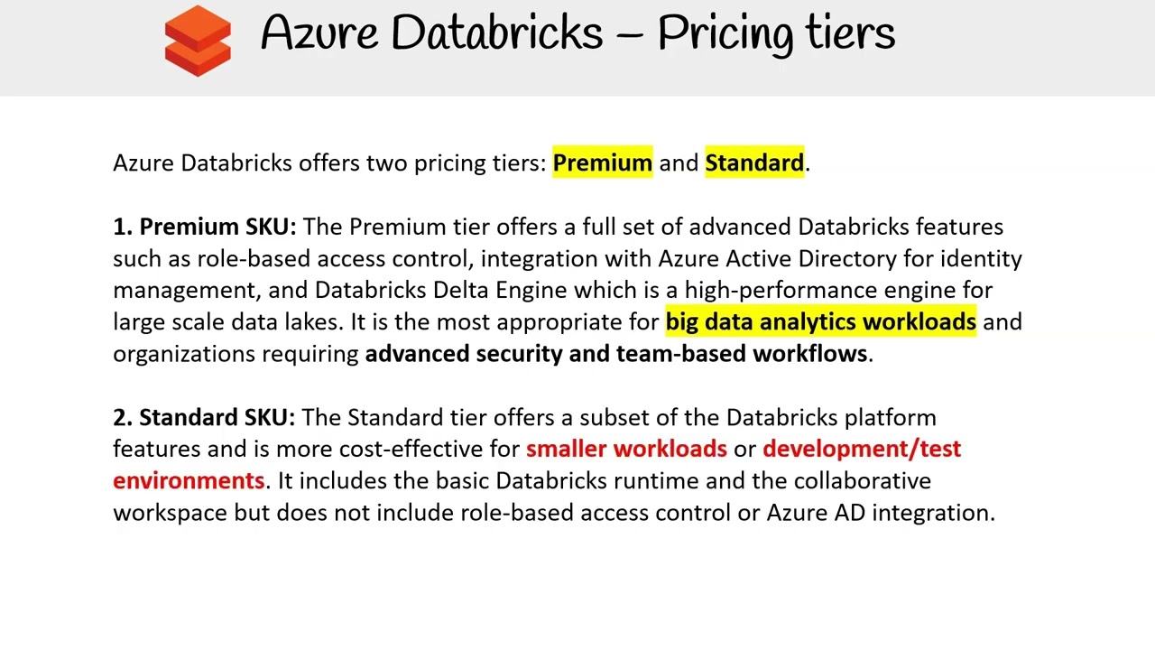 AZ 305 Azure Databricks Pricing Tiers YouTube AZ 305 Azure Databricks Pricing Tiers YouTube