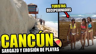 Cancún: Desaparecen las playas, turistas decepcionados por sargazo, se hunde una sargacera