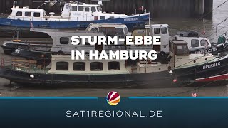 Sturm-Ebbe: Außergewöhnliches Niedrigwasser in Hamburg