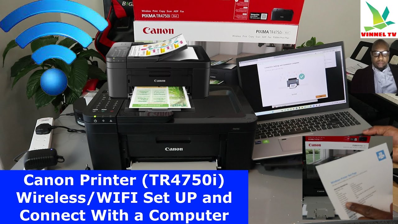 a and Connect - Set Printer Canon (TR4750i) Computer YouTube Wireless Up (WIFI) With