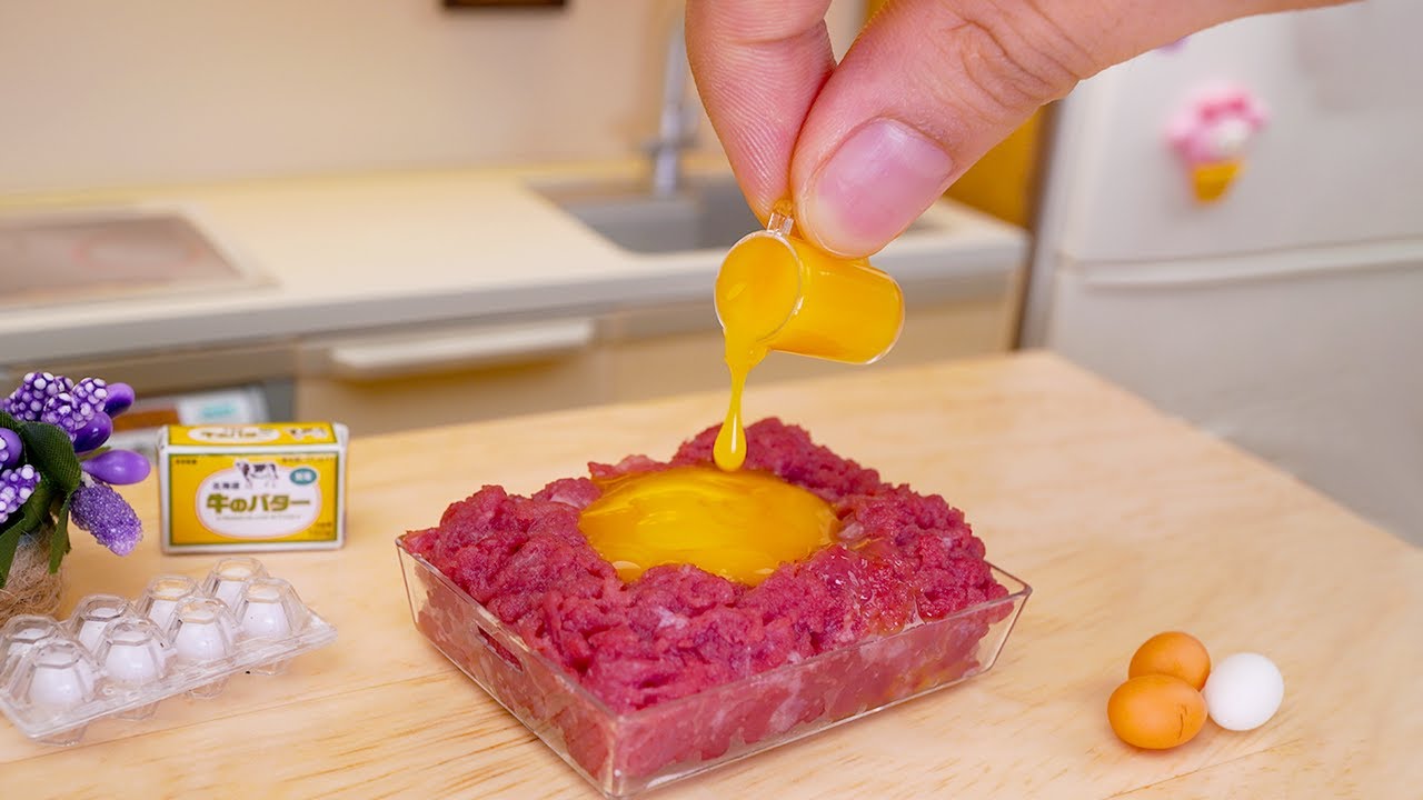世界最小の極旨ジューシーハンバーグの作り方 | 食べられるミニチュア料理 | ちび世界 #ASMR