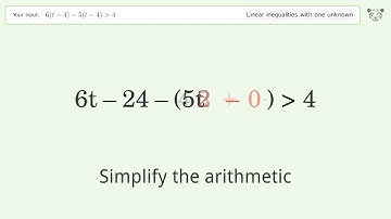 Solving Linear Inequalities: 6(t-4)-5(t-4) is Greater Than 4