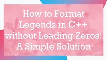 How to Format Legends in C+ +  without Leading Zeros: A Simple Solution