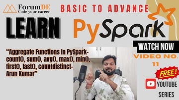 #13 Aggregate Functions In PySpark count, sum, avg, max, min, first, last, Countdistinct | Arun Kr.