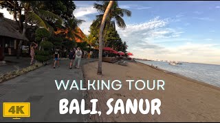 LET'S WALK AND ENJOY BALI !! Bali Walking Tour Sanur Enjoy Sunset Beach Coastal Street 2024 [4K]
