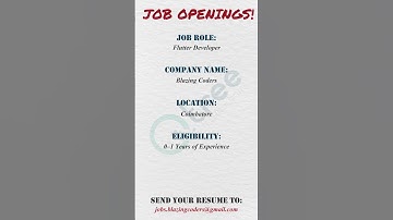 HIRING: Flutter Developer Jobs 2025 | Freshers & Experienced (0-1 yr) | Coimbatore