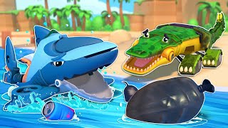 Oh no! The water is polluted! Help, CROCODILE CAR! | Cars Rescue Team | Shark Week | AnimaCars