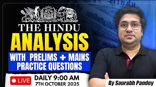 7th October  2025 | The Hindu Editorial &amp; News Analysis | Daily Current Affairs | Saurabh Pandey