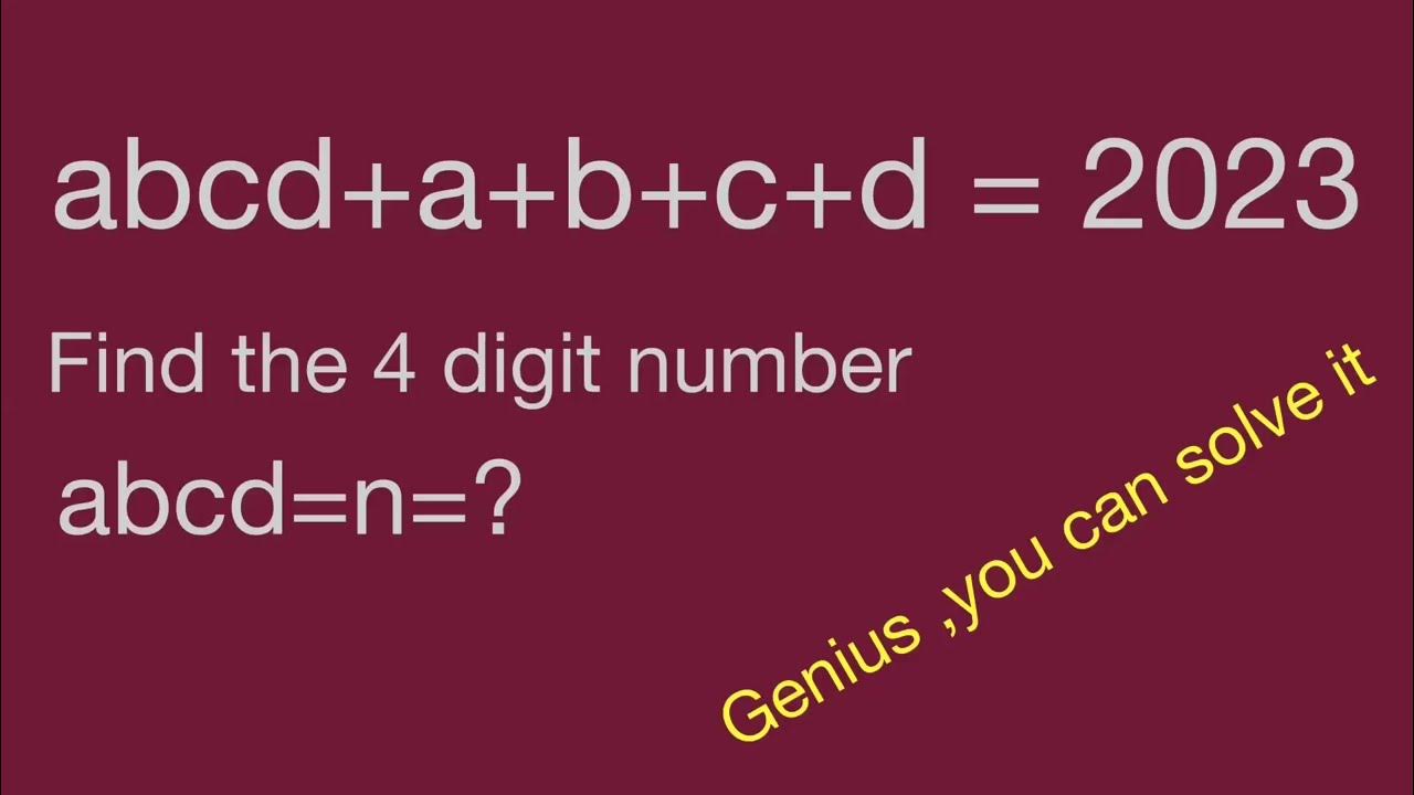 4 digit number,abcd=n,Math Olympiad,algebra equation,mathtrick,mathskills.mathman, math