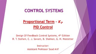 Proportional Term or Proportional Gain Constant - ?p || PID Control