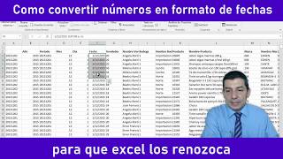 Como convertir números en formato de fechas para que excel los reconozca.