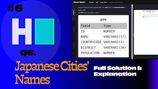 HackerRank SQL Series #6 | Japanese Cities' Names SQL Questions Explained Step-by-Step (Easy Level)