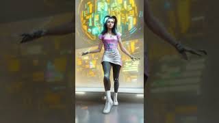 Robot girl of the future dancing a mini shuffle. 3D animation. Futuristic Video. #dance #shorts