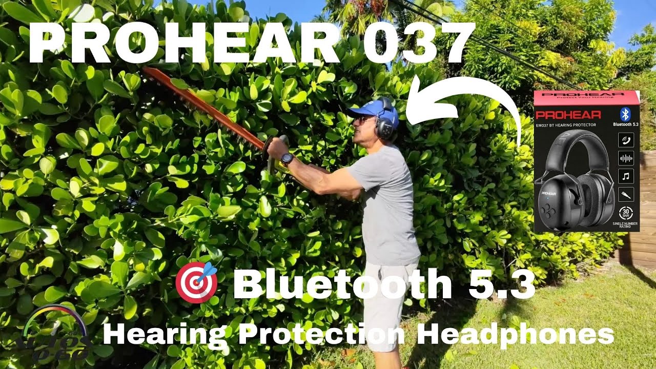 PROHEAR 037 Bluetooth 5.0 Auriculares De Protección Auditiva Con Batería Recargable De 1100 MAh 25 Db Nrr Reduccion De Ruido Orejeras Con 40 Horas