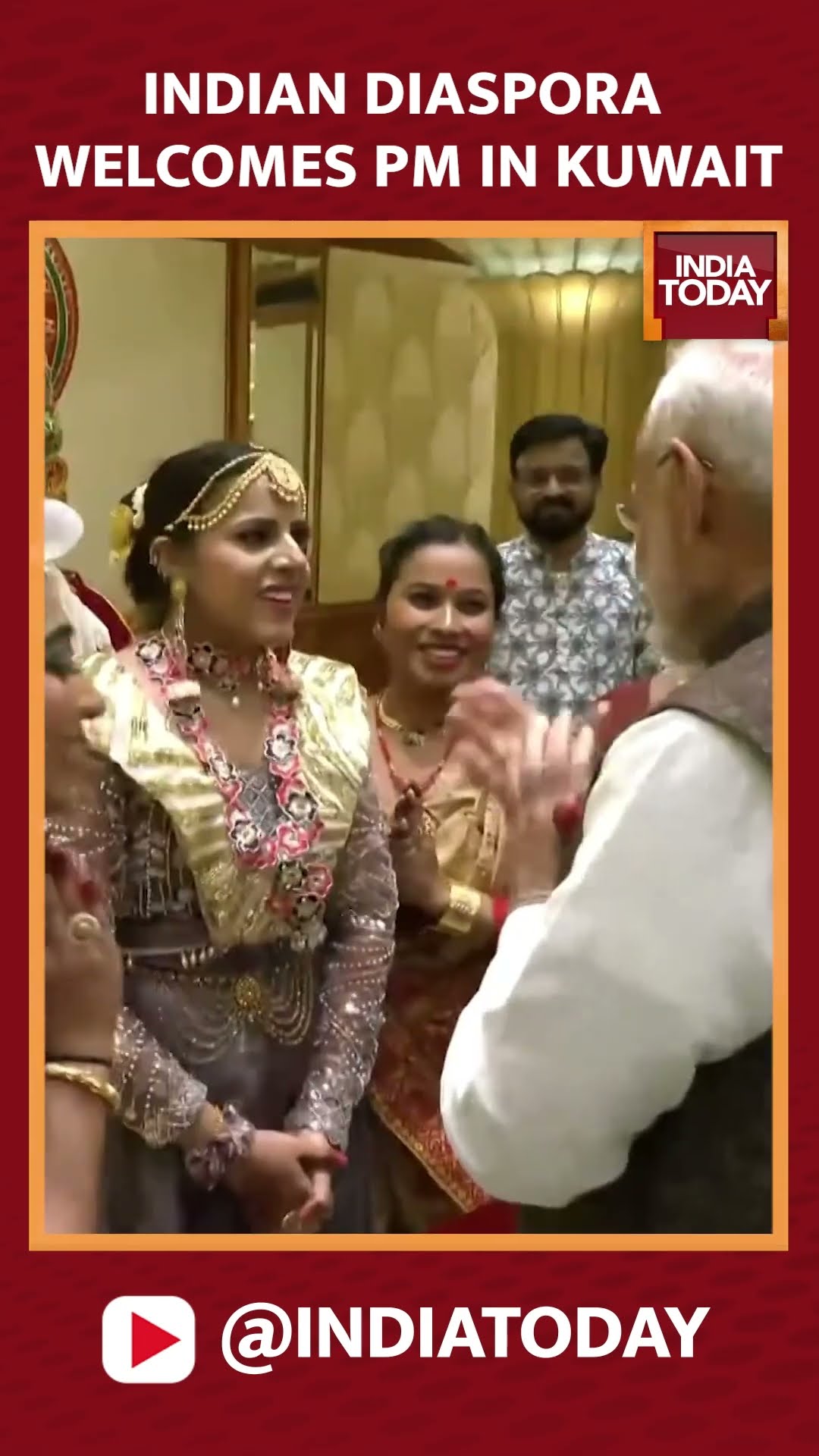 PM Narendra Modi Receives A Warm Welcome From Members Of Indian Diaspora In Kuwait