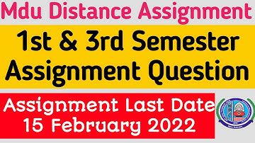 Mdu Distance Assignment question 2022 || Mdu assignment last date | Mdu dde assignment Latest update