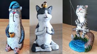 3 Air Dry Clay Funny Cat Figure Ideas