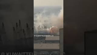 بداية حريق  مرفأ بيروت الذي ادى الى الانفجار يوم 4/8/2020