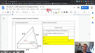 How to calculate volume of a triangular prism V = Bh