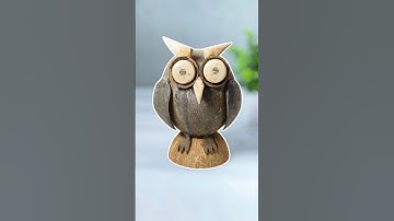 🦉 Coconut Shell Owl Craft | DIY Art from Nature 🌴#shorts #coconutshellcrafts #shortsfeed #diy