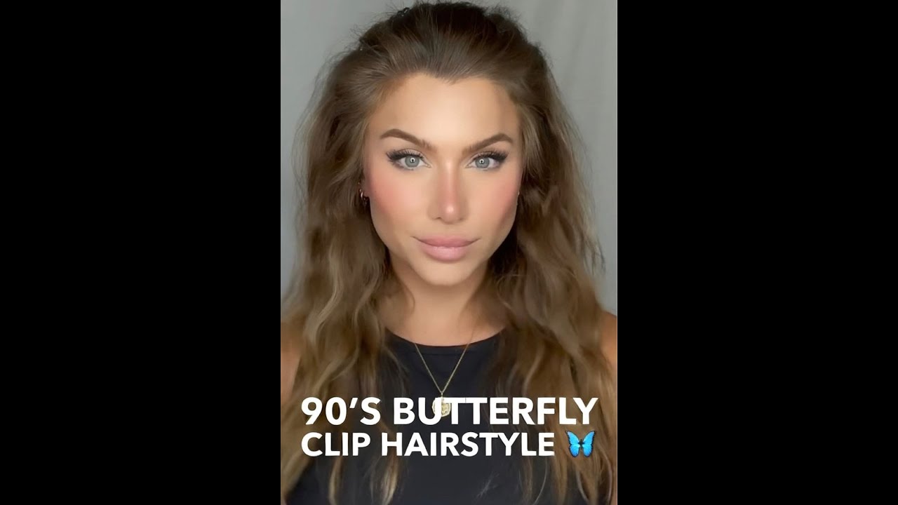 Twists with straight hair 90's aesthetic butterfly hair clips simple  hairstyle girly hairstyle | Clip hairstyles, Hair styles, Butterfly hair  clip