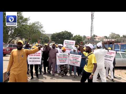 Accord Party Members Protest At INEC Headquarters Over Leadership Tussle