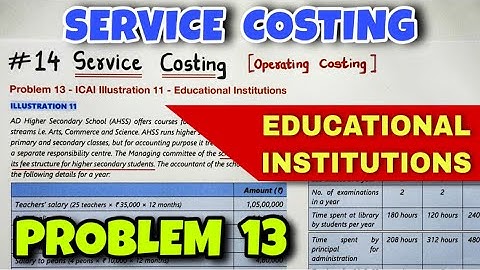 #14 Service or Operating Costing - Problem 13 - ICAI Illustration 11 - By Saheb Academy