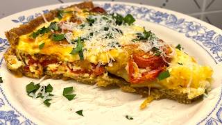 Flavourful Roasted Tomato & Garlic Quiche with Melty Cheese