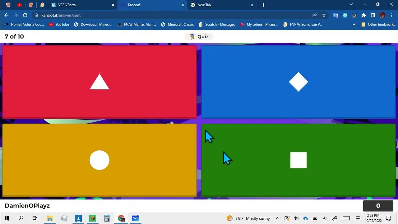 Playing Kahoot and scratch YouTube
