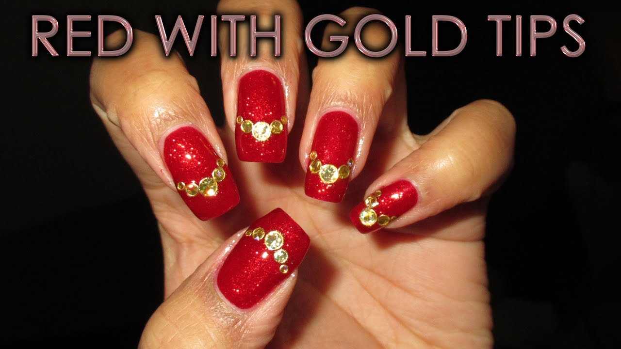Red and Gold Christmas Nails - wide 6