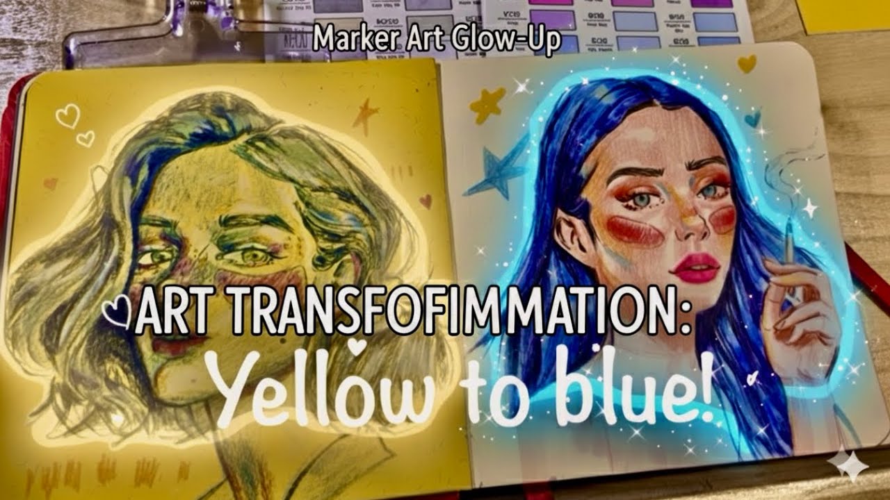Yellow to Blue | Color Transformation Drawing Process - YouTube