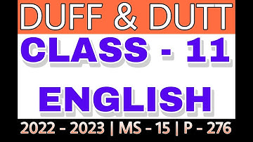 Class 11 English | Duff and Dutt English Question Bank 2022 - 2023 | Class XI English | MS - 15