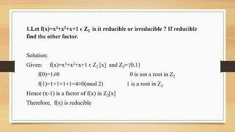 ALGEBRA AND NUMBER THEORY - FINITE FIELDS AND POLYNOMIALS