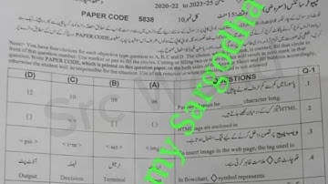 Mcqs 9th computer Sargodha board group 2 paper 2024 | 9th computer evening paper objective