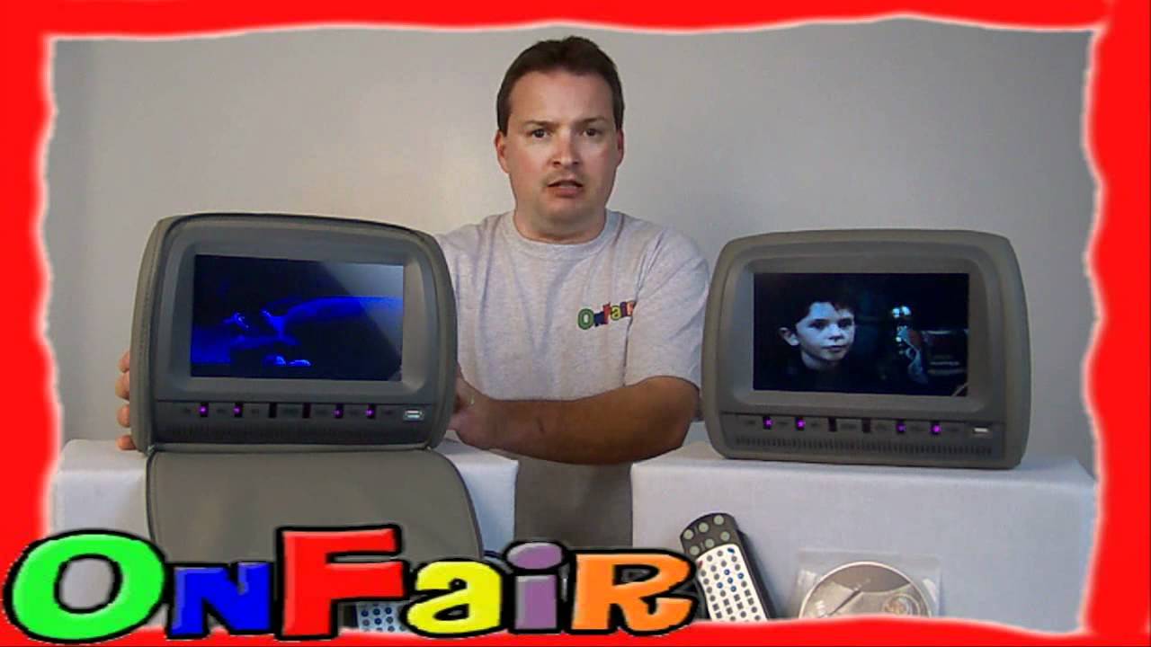 Autotain Headrest DVD Player Monitor Cloth Seats or Leather YouTube