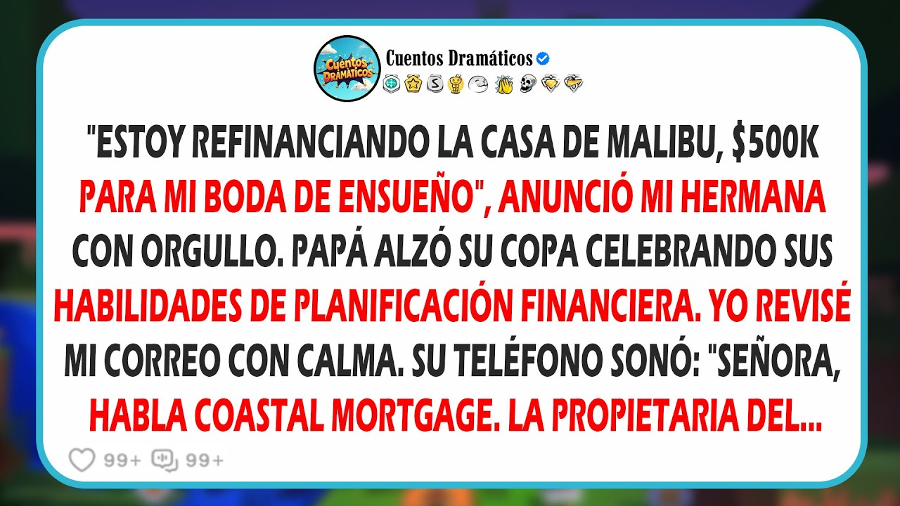 En la fiesta de jubilación de papá, mi hermana dijo: “La casa de la playa paga mi boda”, luego...