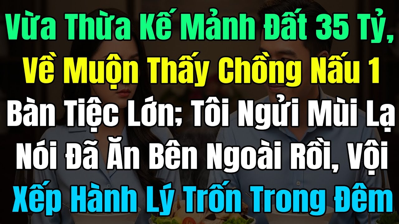 Vừa Thừa Kế Mảnh Đất 35 Tỷ, Về Thấy Chồng Nấu 1 Bàn Tiệc Lớn, Ngửi Mùi Lạ Tôi Nói Đã Ăn Ở Ngoài Rồi