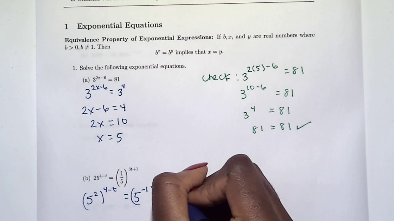 3.5 part 1 - Exponential and Logarithmic Equations - YouTube