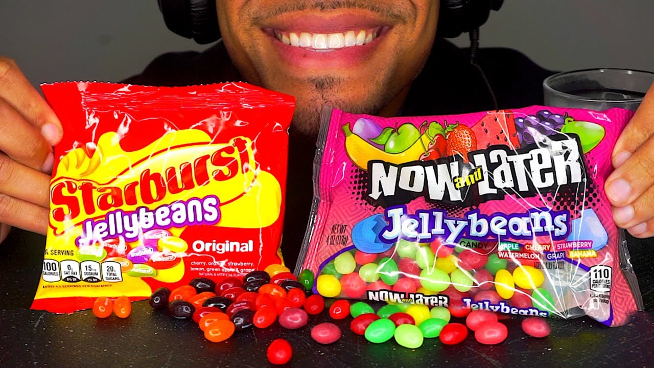 ASMR STARBURST JELLYBEANS ORIGINAL VS NOW AND LATER CANDY MUKBANG