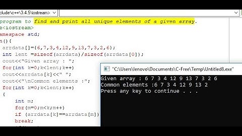 C++ program to  print all unique elements of an array.