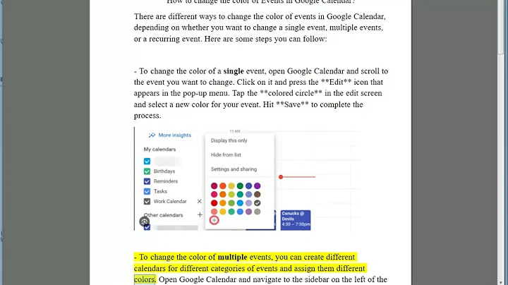 Change the color of Events in Google Calendar