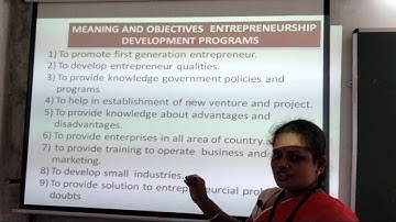 1)process of  Entrepreneurship  development,  2) objectives of Entrepreneurship development programs