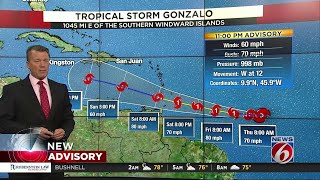 Tropical Storm Gonzalo expected to become first hurricane of season