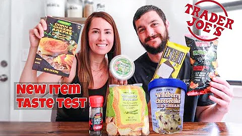 Trader Joe’s Taste Test of All NEW ITEMS! Wildberry cheesecake ice cream, Spicy Porkless snack rinds