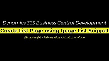 Create List Page using tpage List Snippet for Dynamics 365 Business Central ClassApp Extension