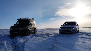 УАЗ Патриот и Volkswagen Touareg . Покатушки по горкам, буксуем в снегу! (Сезон 2021)
