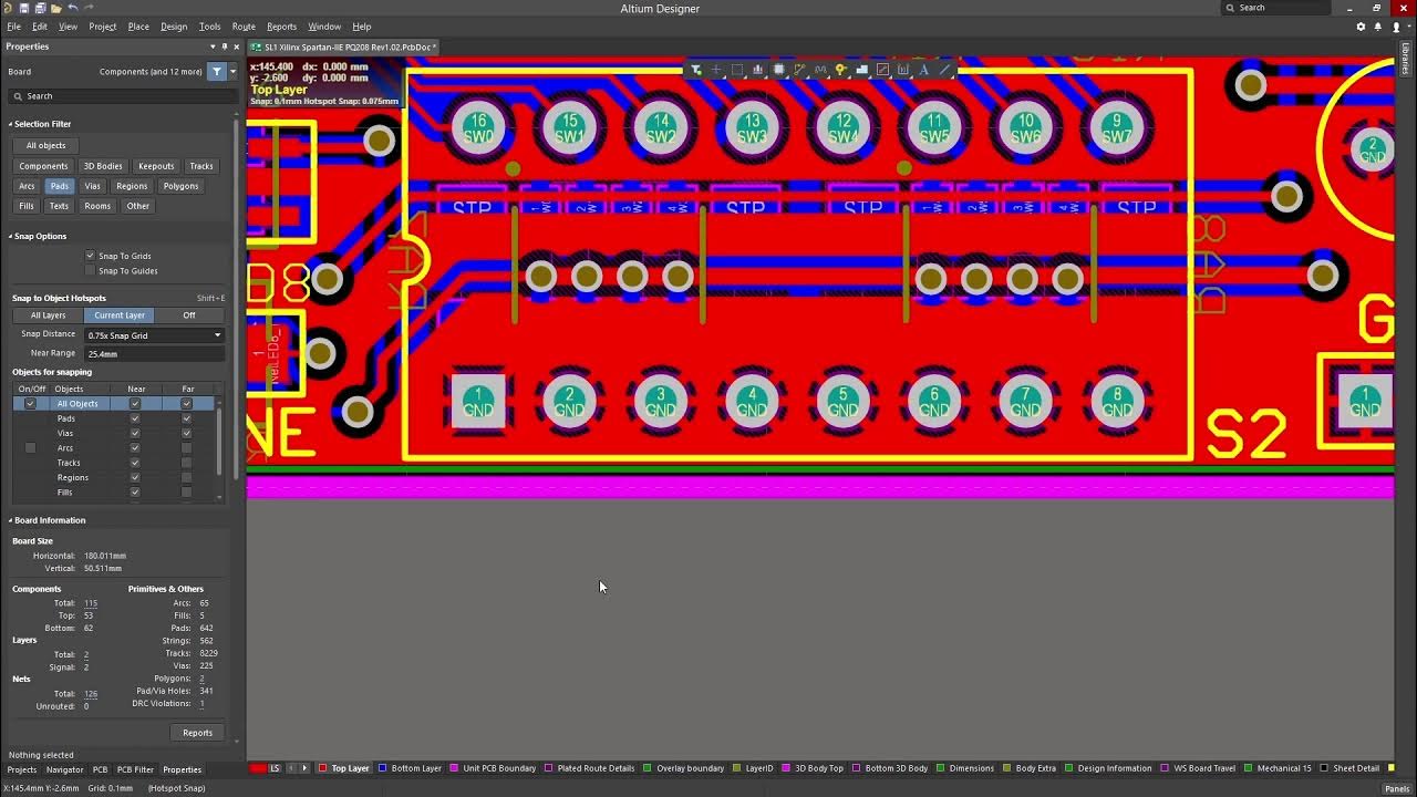 Pads layout