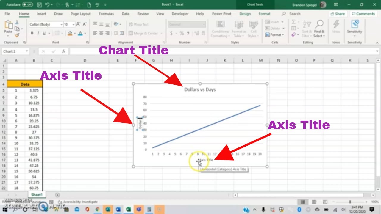How To Add and Format Chart and Axis Titles in Excel. #Tutorial #Graphs ...
