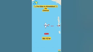 ✈️ Port Blair to Ahmedabad via Chennai Flight Route Map Animation || #portblair #ahmedabad #travel