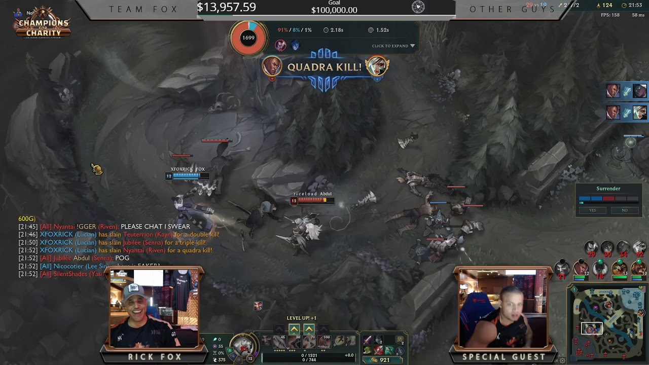 Rick Fox 1v5 pentakill (Charity Bahamas Relief Foundation)